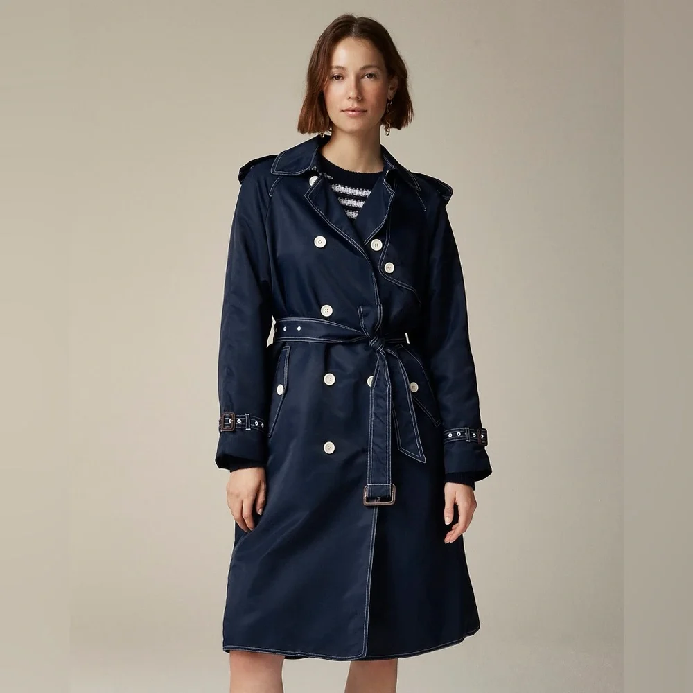 J.Crew Relaxed trench coat in lightweight shiny nylon CD420